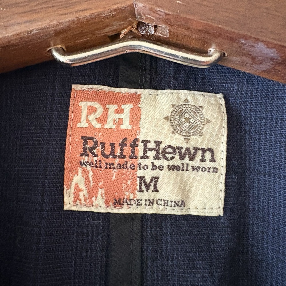 NEW Ruff Hewn 100% cotton casual blazer jacket in navy plaid - Picture 5 of 12